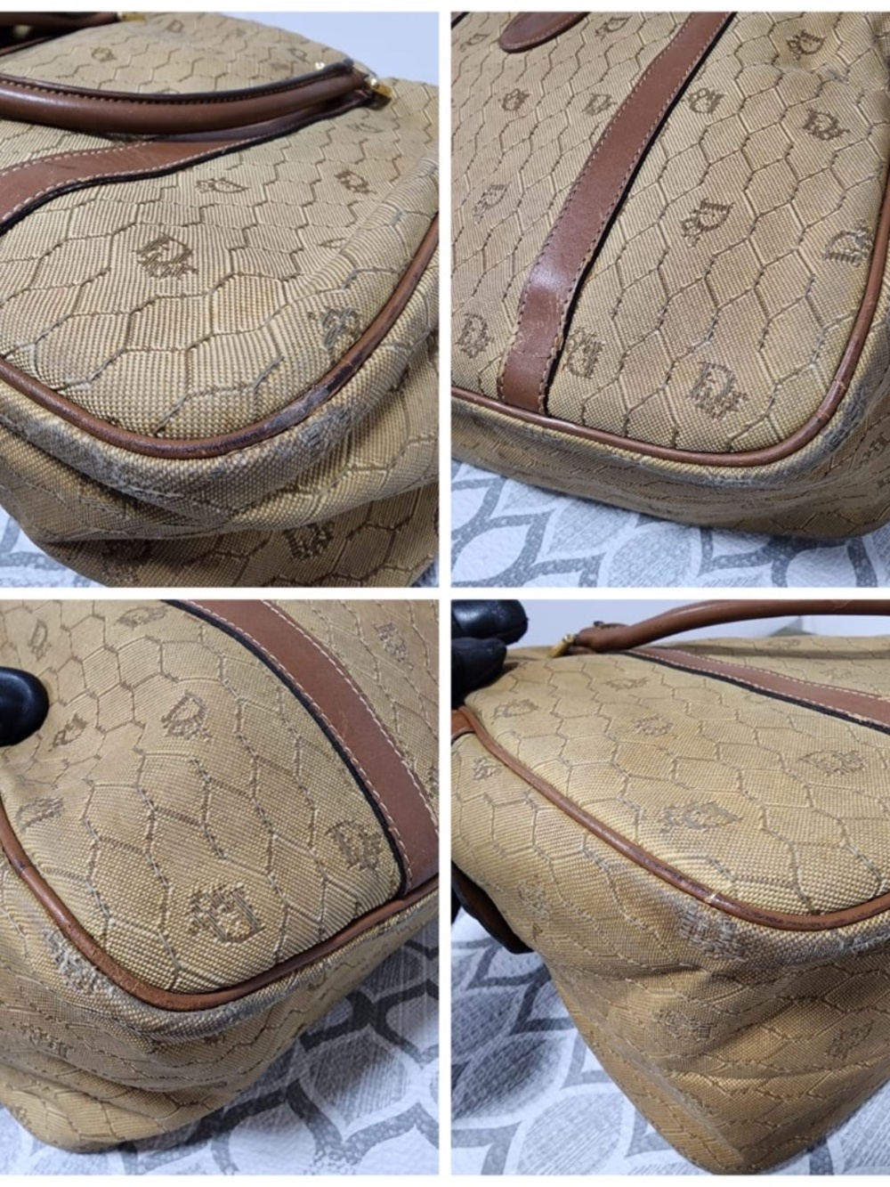 Authentic Christian Dior Vintage Canvas Boston Bag Beige/Brown - Picture 12 of 16